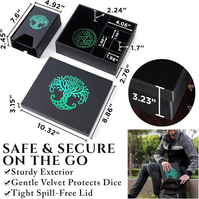 Soar Forge Dice Tray and Dice Tower for DND and RPG - All-in-One Game Roamer Tray & Large Tower for Random Rolls - Stores Your Sets, Mini's and More Compatible with D&D (Green Tree) - Image 5